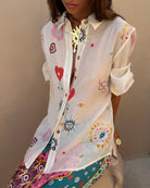 Never Fully Dressed Morocco Charms Marley Shirt white print detail