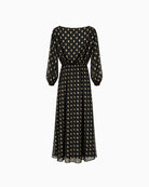 Never Fully Dressed Olive Dress in black and gold back view