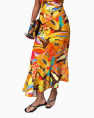 Never Fully Dressed Rio A-Symmetric Skirt in Multi tropical print detail