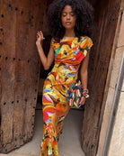 Never Fully Dressed Rio A-Symmetric Top in Multicoloured front view