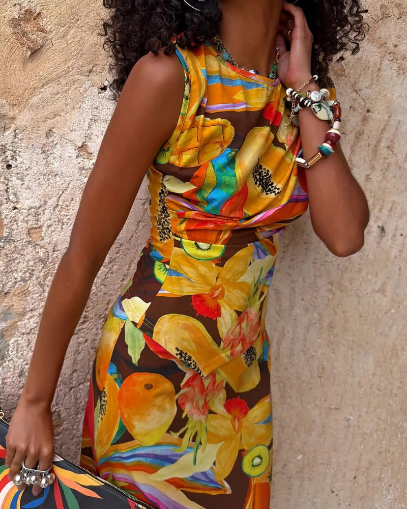 Never Fully Dressed Rio A-Symmetric Top in Multicoloured side view