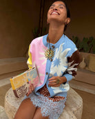 Never Fully Dressed Soleil Hollie cardigan multicolour styled seated