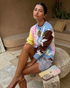 Never Fully Dressed Soleil Hollie cardigan multicolour styled seated