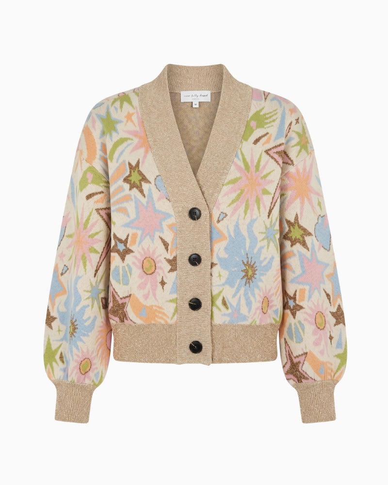 Never Fully Dressed Star Jacquard Knit Bomber in Multi front view