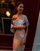 Never Fully Dressed Tilly Paisley Print Dress in multi abstract print detail