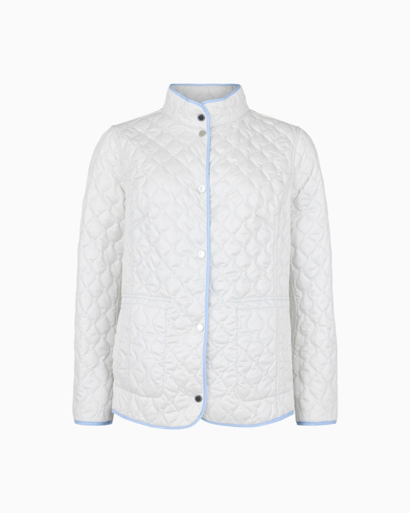 Normann reversible jacket blue cream plain cream side front view