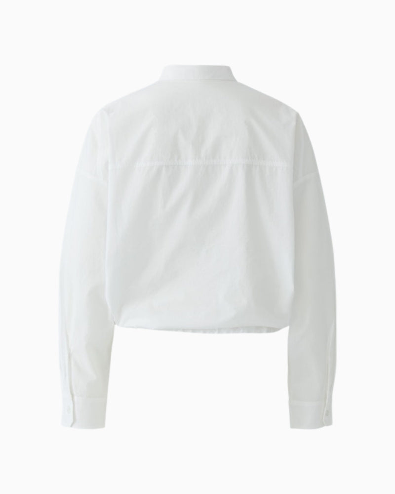 OUI Cotton Poplin Blouse in optic white back view flat 