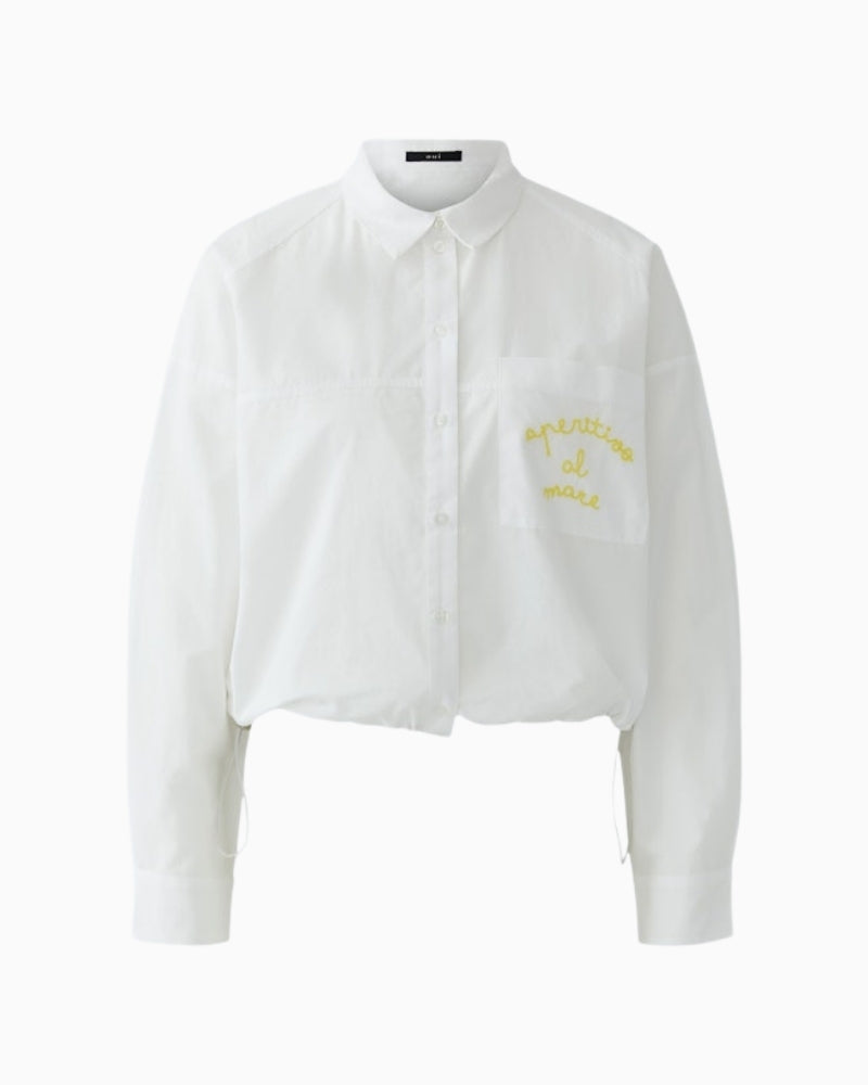 OUI Cotton Poplin Blouse in optic white front view flat