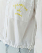 OUI Cotton Poplin Blouse in optic white pocket embroidery detail