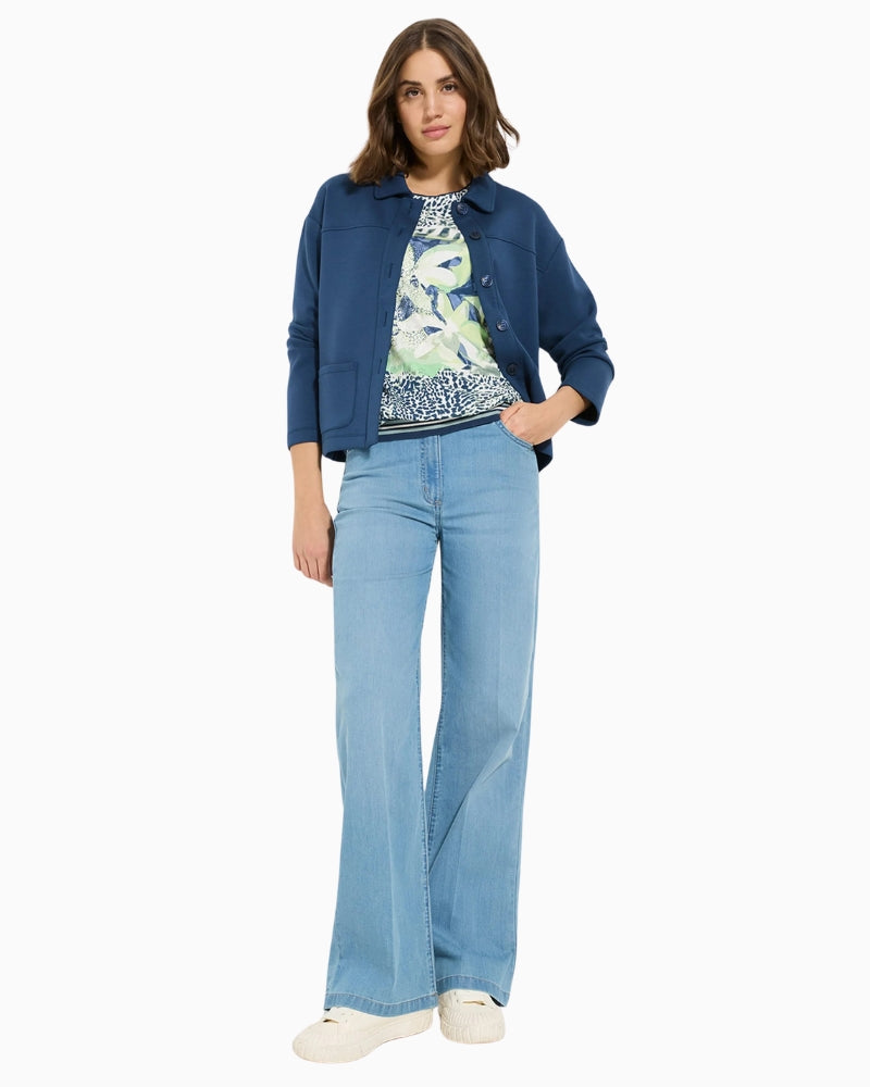 Woman wearing Olsen Anna wide leg jeans – Áines Boutique