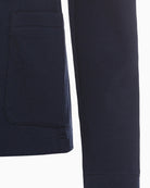 Olsen navy blazer close-up of pocket and stitching – Áines Boutique