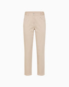 Olsen beige casual cropped trousers front view  – Áines Boutique