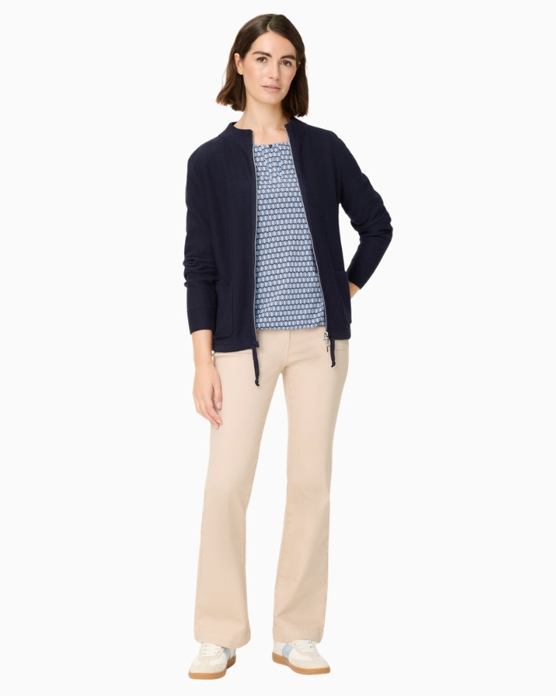 Olsen Clara print tunic top, woman wearing front view – Áines Boutique