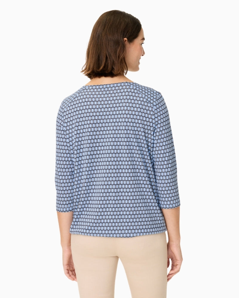 Olsen Clara print tunic top, woman wearing back view – Áines Boutique