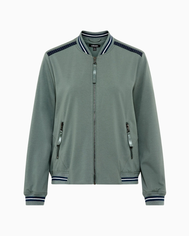 Olsen clean look zip jacket product front on white background – Áines Boutique