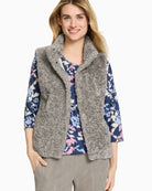 Olsen taupe sleeveless indoor vest in polyester