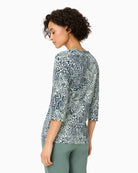 Olsen abstract animal print T-shirt fabric back view  – Áines Boutique