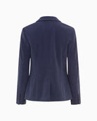 Back view of tailored blazer with structured fit