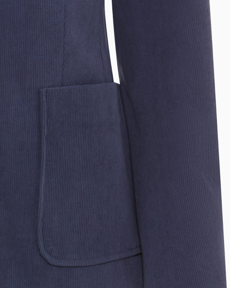 Close-up of lapel detail on Olsen polyester blazer