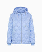 Olsen light blue quilted outdoor jacket front view – Áines Boutique