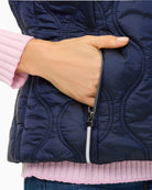Olsen navy quilted vest stitching detail – Áines Boutique