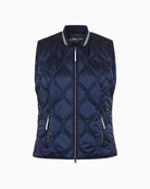 Olsen navy quilted outdoor vest back view – Áines Boutique
