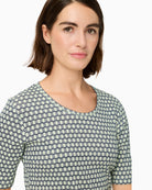 Olsen cotton printed T-shirt round neckline detail – Áines Boutique