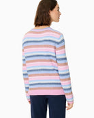Woman wearing Olsen striped knit pullover back view – Áines Boutique