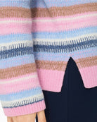 Woman wearing Olsen striped knit pullover sleeve  detail – Áines Boutique