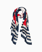 Olsen Abstract Camo & Stripe Scarf red navy stone camo floral detail