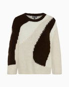 Olsen Abstract Knit Jumper in beige with brown abstract design front view