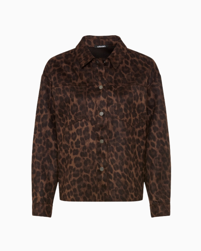 Olsen Animal Print Jacket in leopard front view