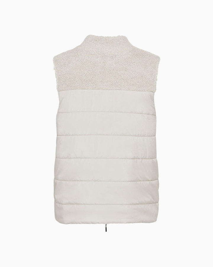 Back view of Olsen gilet showing straight Henny fit and hip length