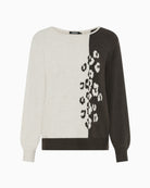 Olsen Block Colour Jumper in beige and brown front view