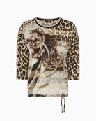 Olsen Clara Printed T-Shirt in Coffee Bean decorative panel detail