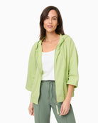 Olsen Cora Jersey Jacket lime front view zip open
