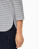 Olsen Cora Stripe Jersey Top ink blue sleeve detail