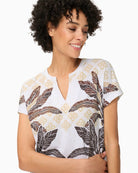 Olsen Cosima Savanna Sky T-Shirt white brown fabric detail