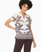 Olsen Cosima Savanna Sky T-Shirt white brown front view