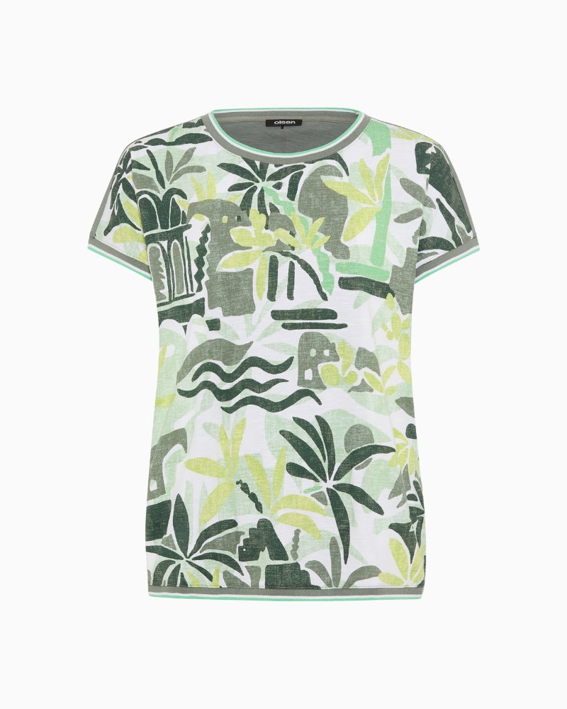 Olsen Cosima T-Shirt khaki print detail