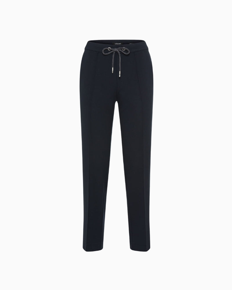 Olsen Crop Trousers in Navy front detail