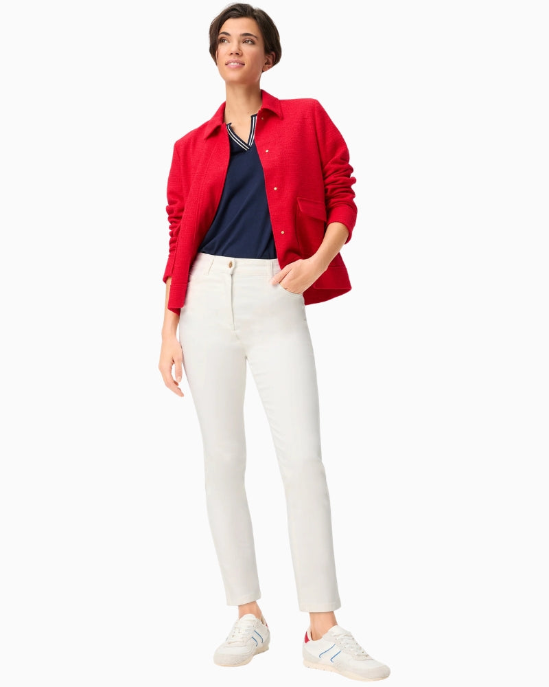 Olsen Cropped Slim Pant light beige model outfit view