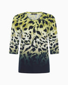 Olsen Edda 3/4 Sleeve T-Shirt in lime front view