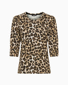 Olsen Edda Animal Print Top in leopard fabric detail