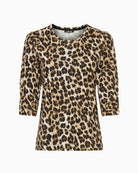 Olsen Edda Printed T-Shirt in Leopard all-over pattern detail
