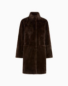 Olsen Faux Fur Coat in brown front view