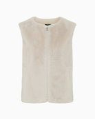 Olsen Faux Fur Zip Gilet in beige front view