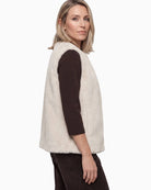 Olsen Faux Fur Zip Gilet in beige side view