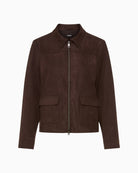 Olsen Faux Suede Jacket in brown front view