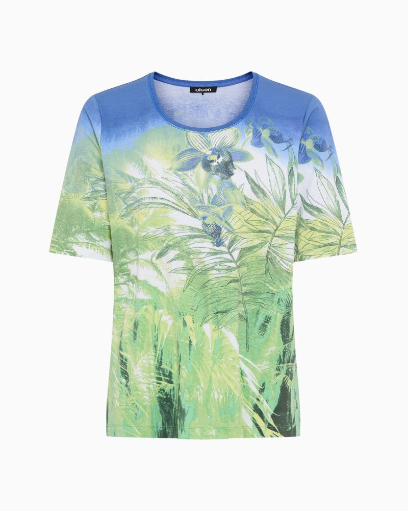 Olsen Hannah T-Shirt blue green print detail